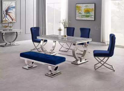 Luxury dining table column table dining room table silver 200x100